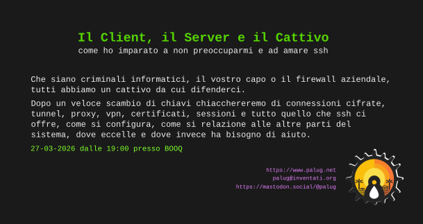 Locandina evento Il Client, il Server ed il Cattivo